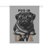Pug Love Garden Banner, Pet Lover Decor, Dog Lover Gift, Outdoor Flag, Home & Garden Decoration