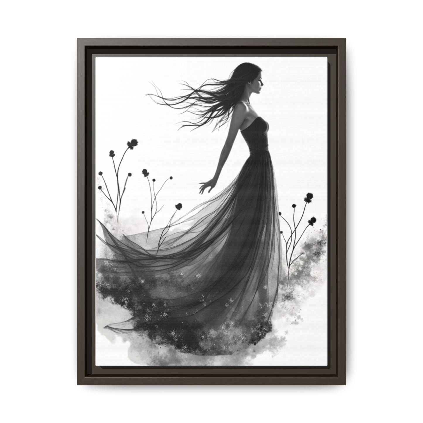 Canvas Print, Woman in Grass, Wall Art Decor, Female Portrait Picture, Nature Illustration