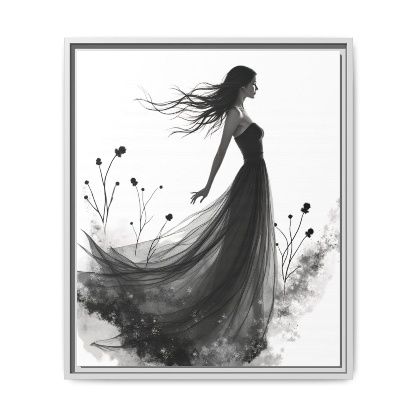 Canvas Print, Woman in Grass, Wall Art Decor, Female Portrait Picture, Nature Illustration