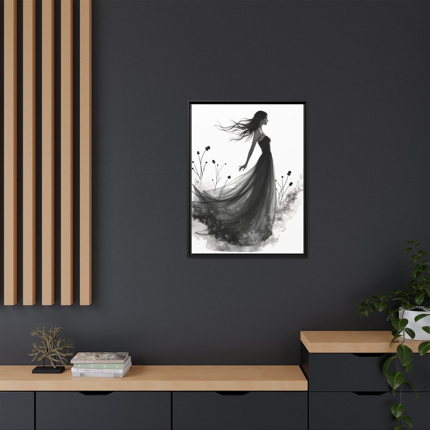 Canvas Print, Woman in Grass, Wall Art Decor, Female Portrait Picture, Nature Illustration
