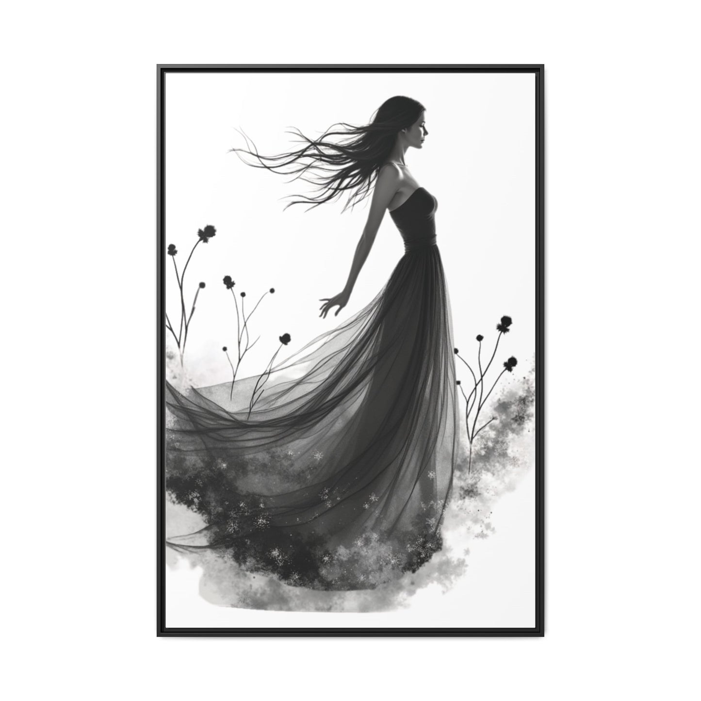 Canvas Print, Woman in Grass, Wall Art Decor, Female Portrait Picture, Nature Illustration
