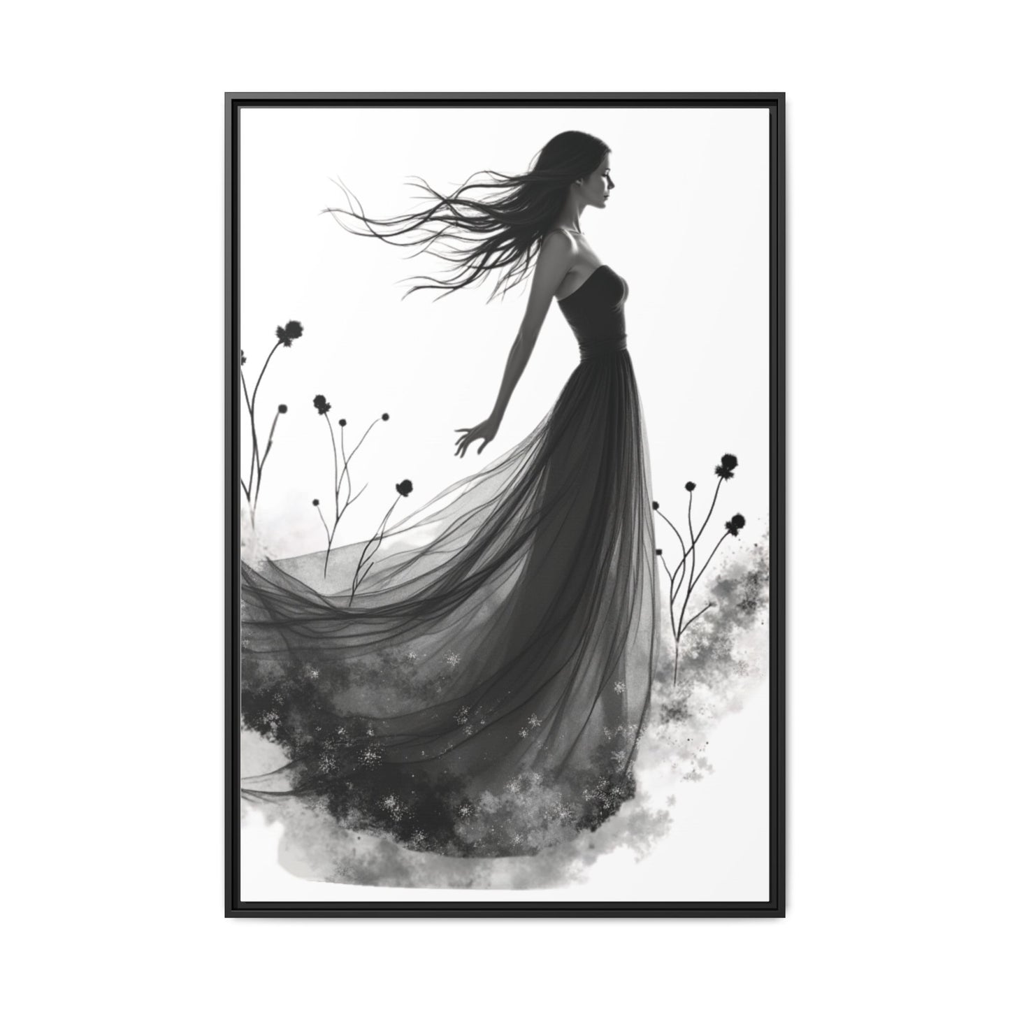 Canvas Print, Woman in Grass, Wall Art Decor, Female Portrait Picture, Nature Illustration