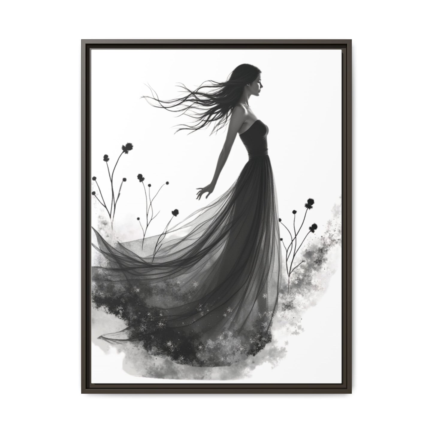 Canvas Print, Woman in Grass, Wall Art Decor, Female Portrait Picture, Nature Illustration