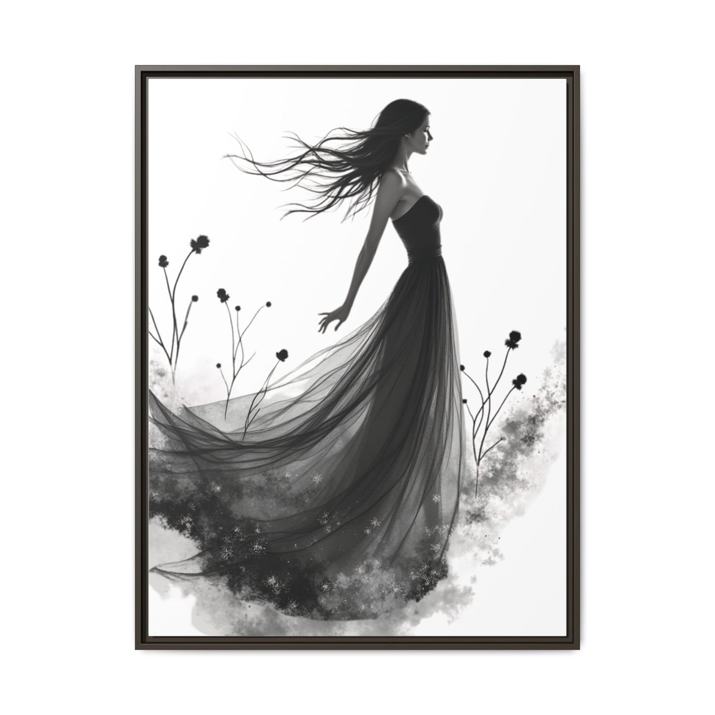 Canvas Print, Woman in Grass, Wall Art Decor, Female Portrait Picture, Nature Illustration