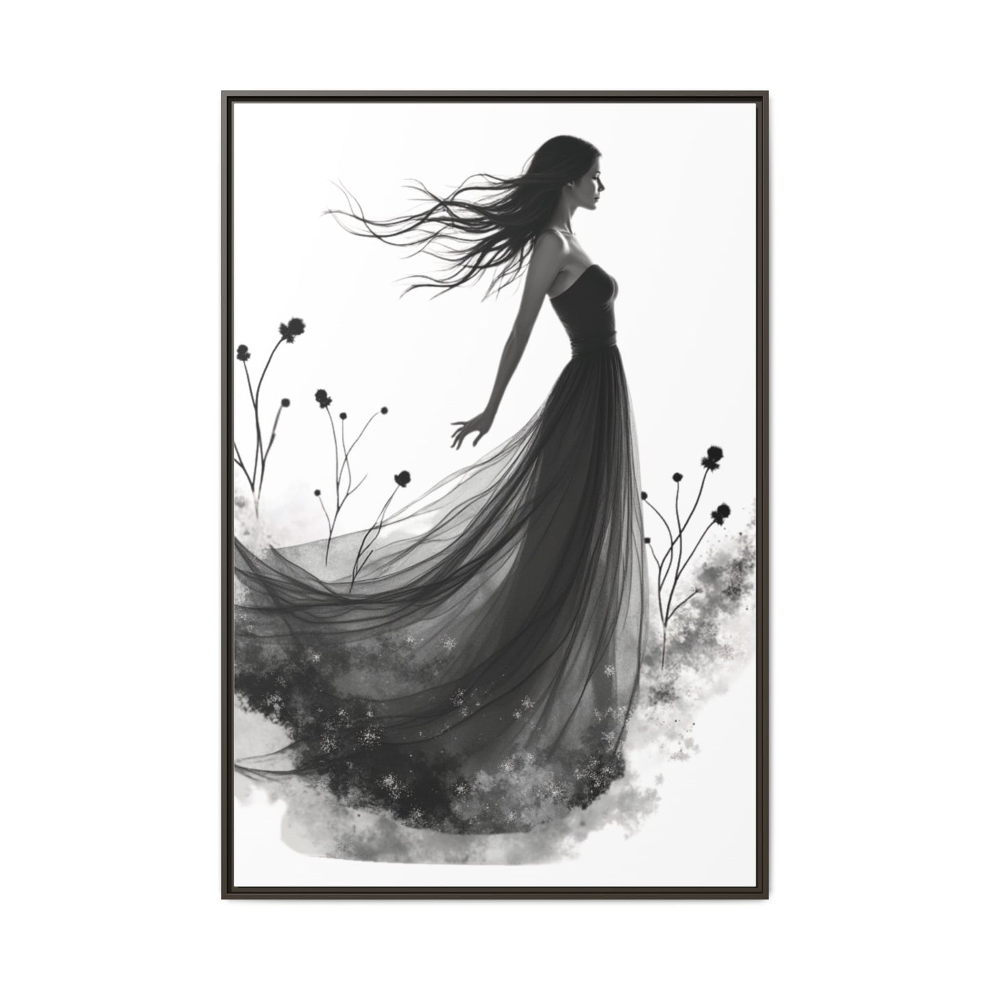 Canvas Print, Woman in Grass, Wall Art Decor, Female Portrait Picture, Nature Illustration