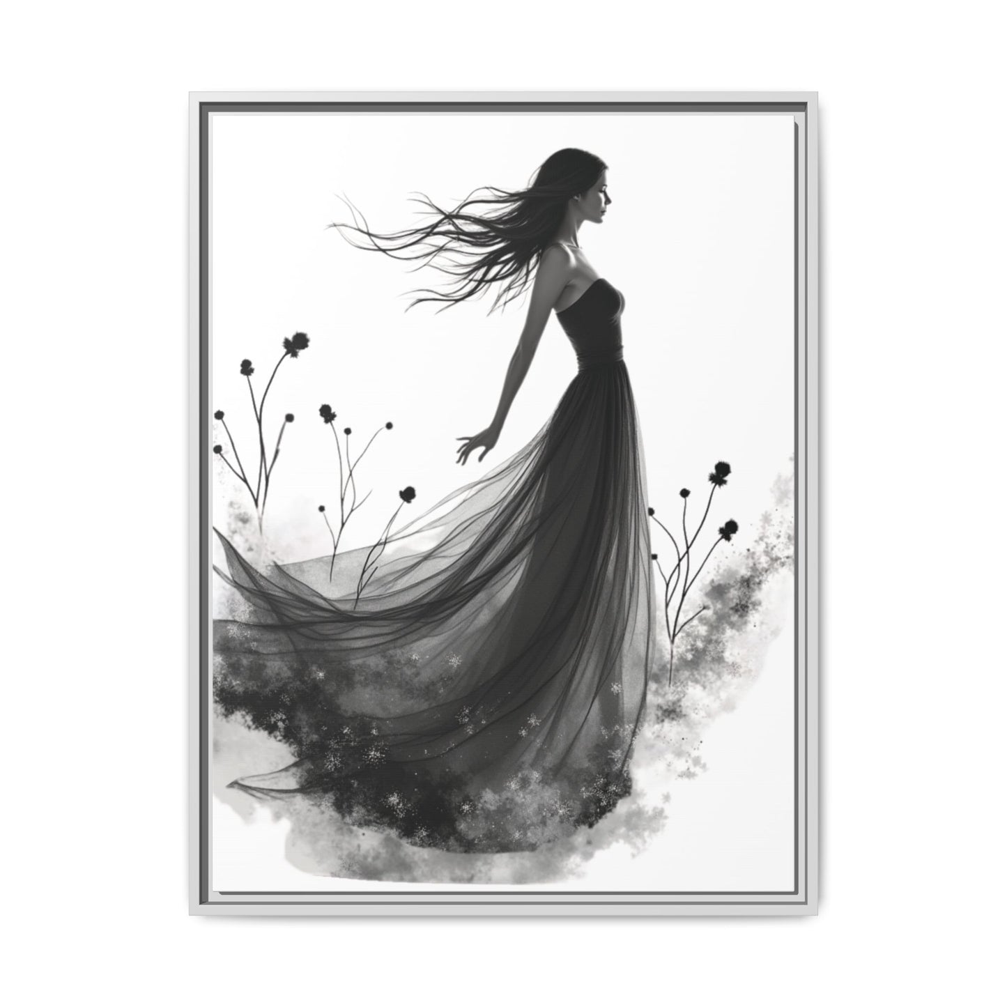 Canvas Print, Woman in Grass, Wall Art Decor, Female Portrait Picture, Nature Illustration