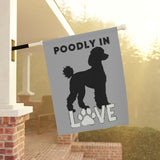Dog Lover's Garden Banner, Poodle in Love Flag, Outdoor Décor, Pet Memorial, Garden Decoration, Dog Mom Gift, Customizable Banner