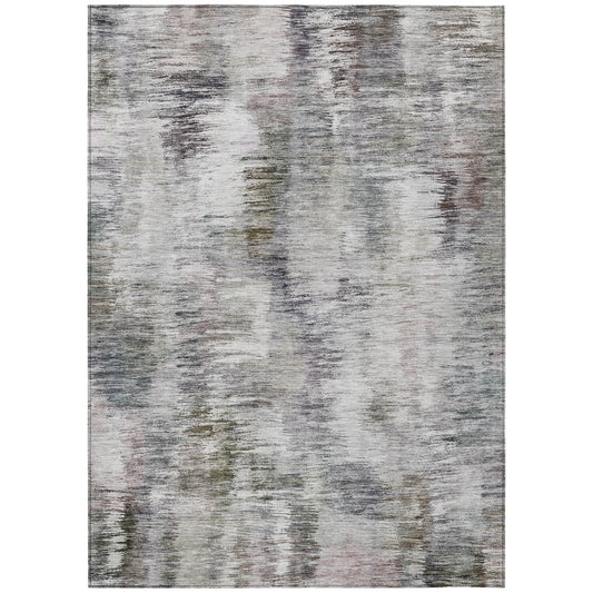 3' X 5' Taupe Gray And Silver Abstract Washable Indoor Outdoor Area Rug-1