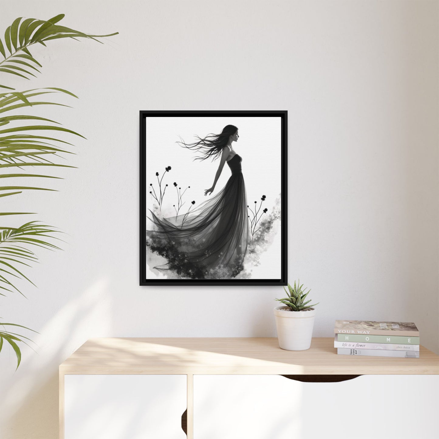Canvas Print, Woman in Grass, Wall Art Decor, Female Portrait Picture, Nature Illustration