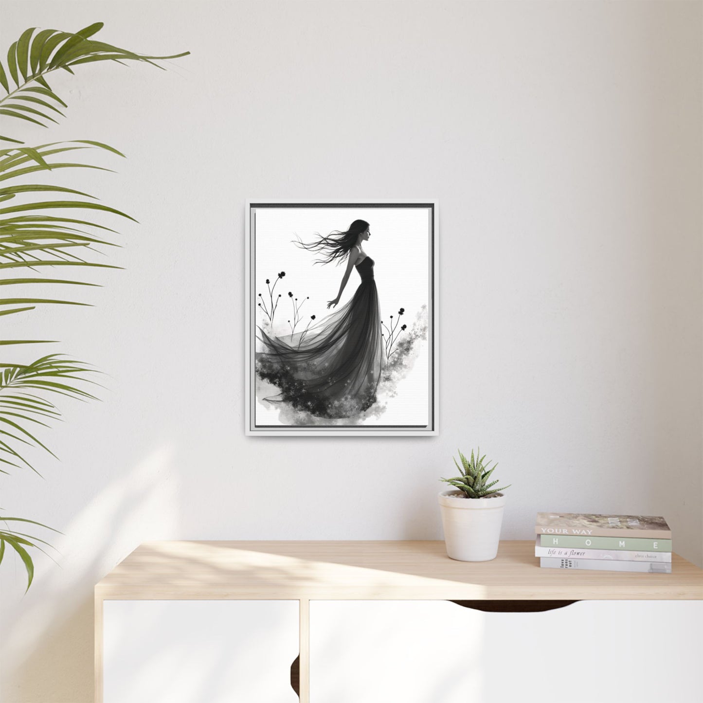 Canvas Print, Woman in Grass, Wall Art Decor, Female Portrait Picture, Nature Illustration