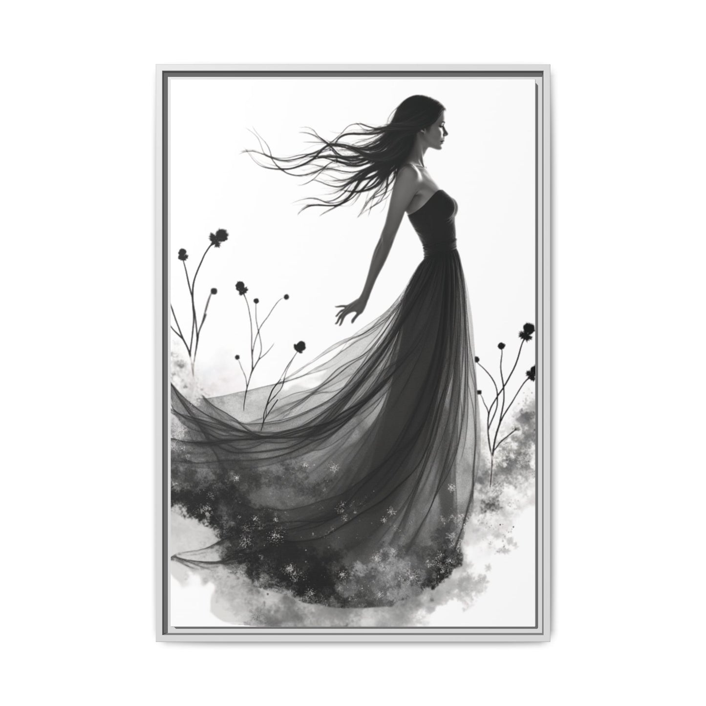 Canvas Print, Woman in Grass, Wall Art Decor, Female Portrait Picture, Nature Illustration