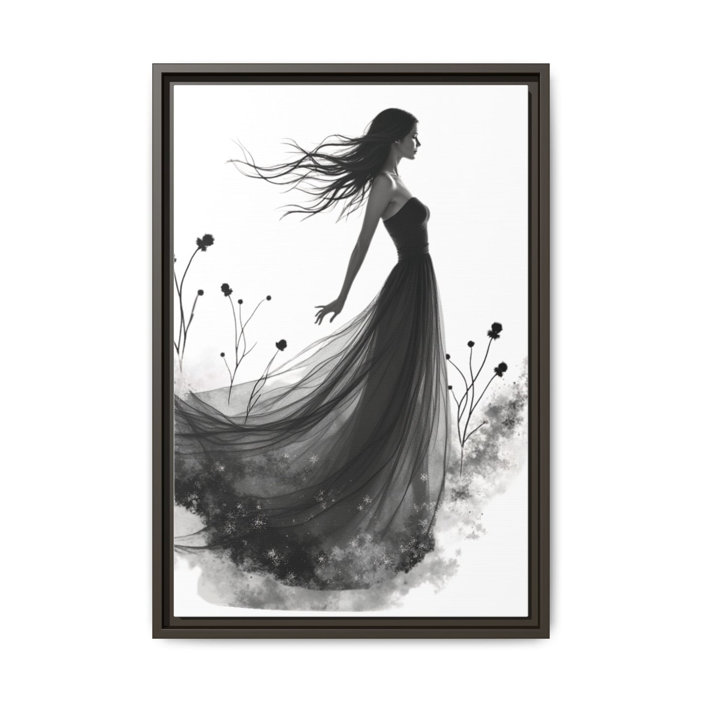 Canvas Print, Woman in Grass, Wall Art Decor, Female Portrait Picture, Nature Illustration