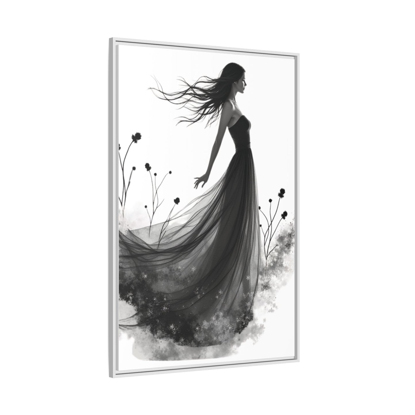 Canvas Print, Woman in Grass, Wall Art Decor, Female Portrait Picture, Nature Illustration
