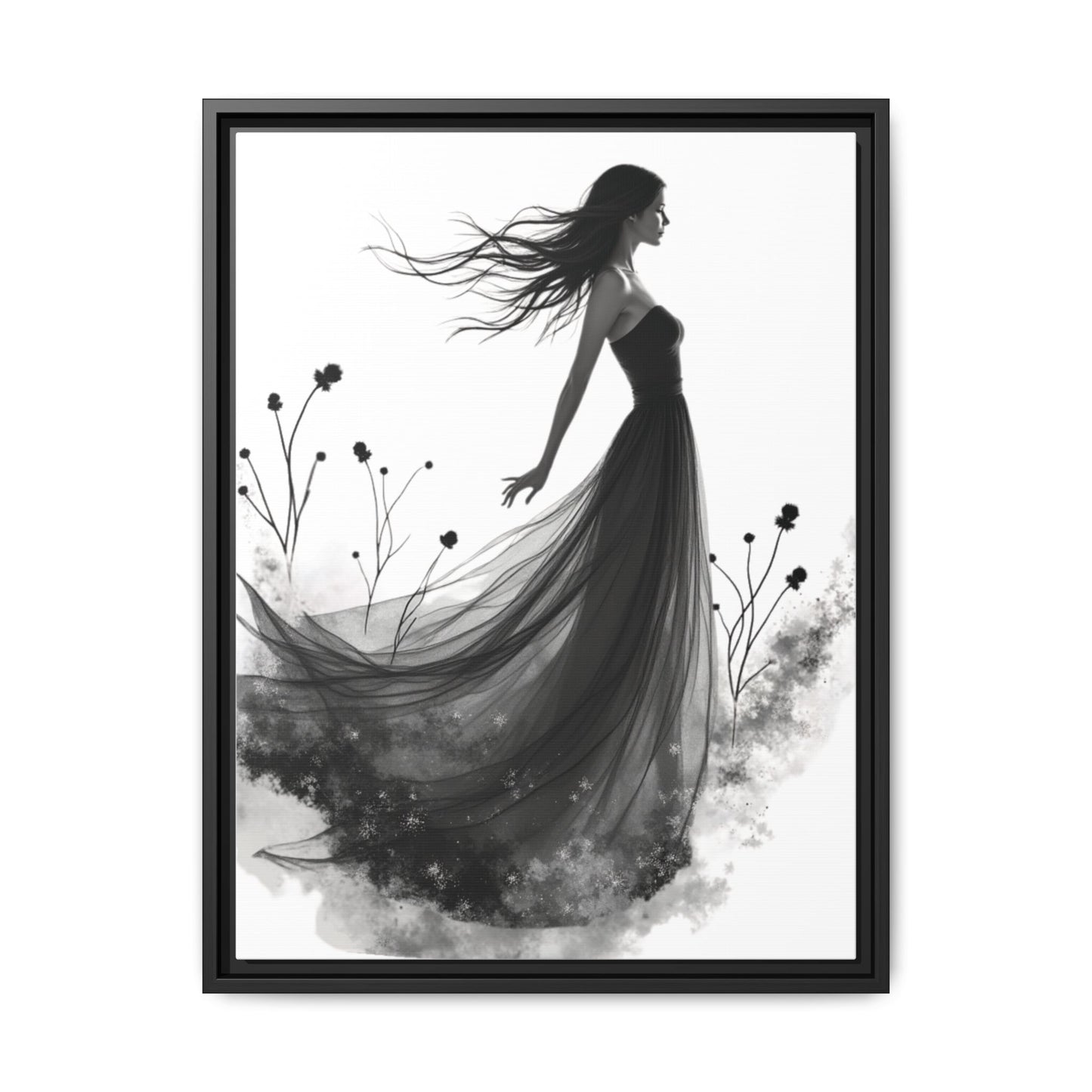 Canvas Print, Woman in Grass, Wall Art Decor, Female Portrait Picture, Nature Illustration