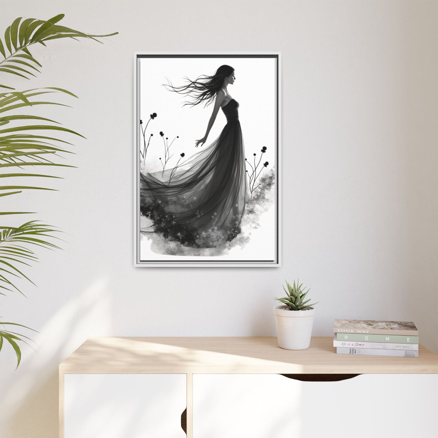 Canvas Print, Woman in Grass, Wall Art Decor, Female Portrait Picture, Nature Illustration