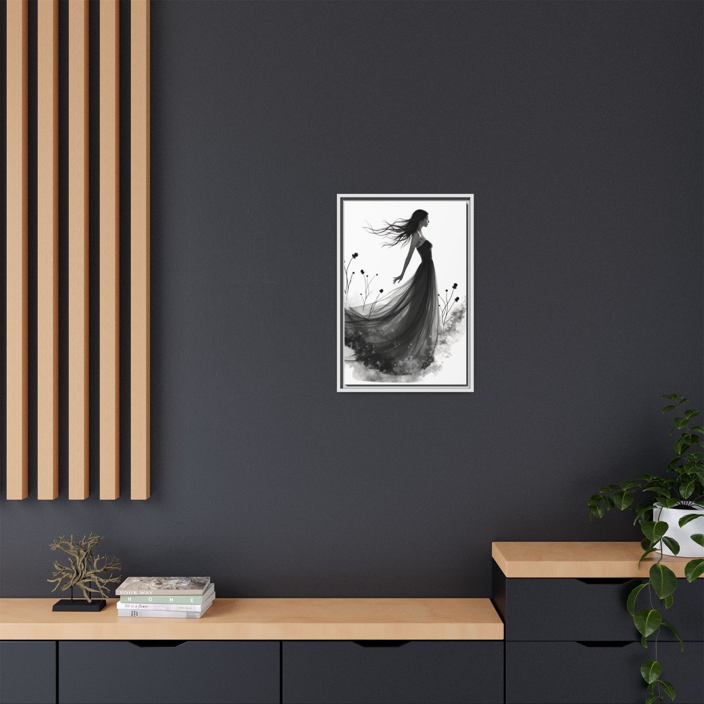 Canvas Print, Woman in Grass, Wall Art Decor, Female Portrait Picture, Nature Illustration