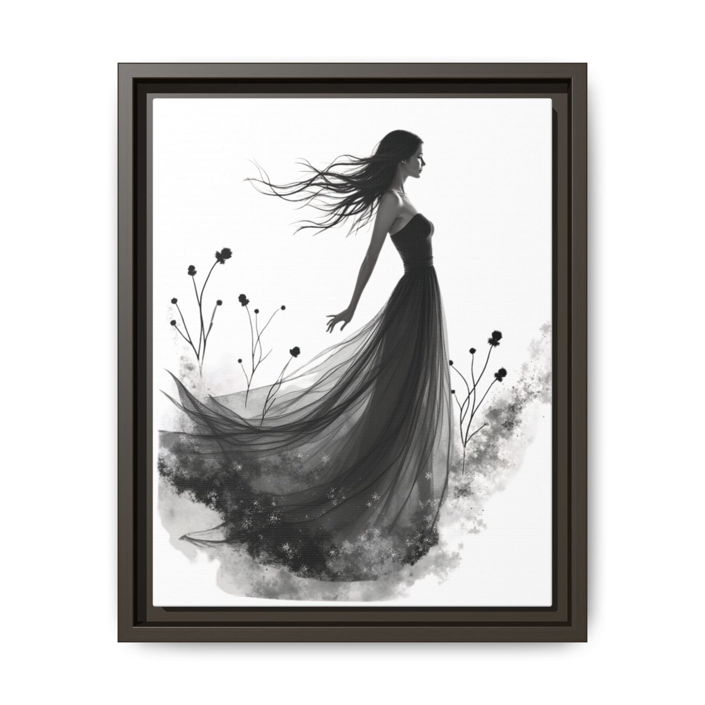Canvas Print, Woman in Grass, Wall Art Decor, Female Portrait Picture, Nature Illustration