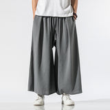 Linen Casual Cropped Trousers Straight Wide-leg