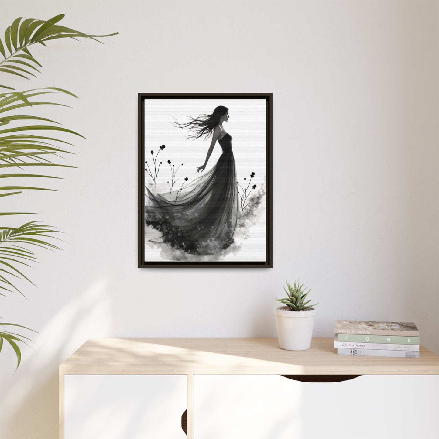 Canvas Print, Woman in Grass, Wall Art Decor, Female Portrait Picture, Nature Illustration