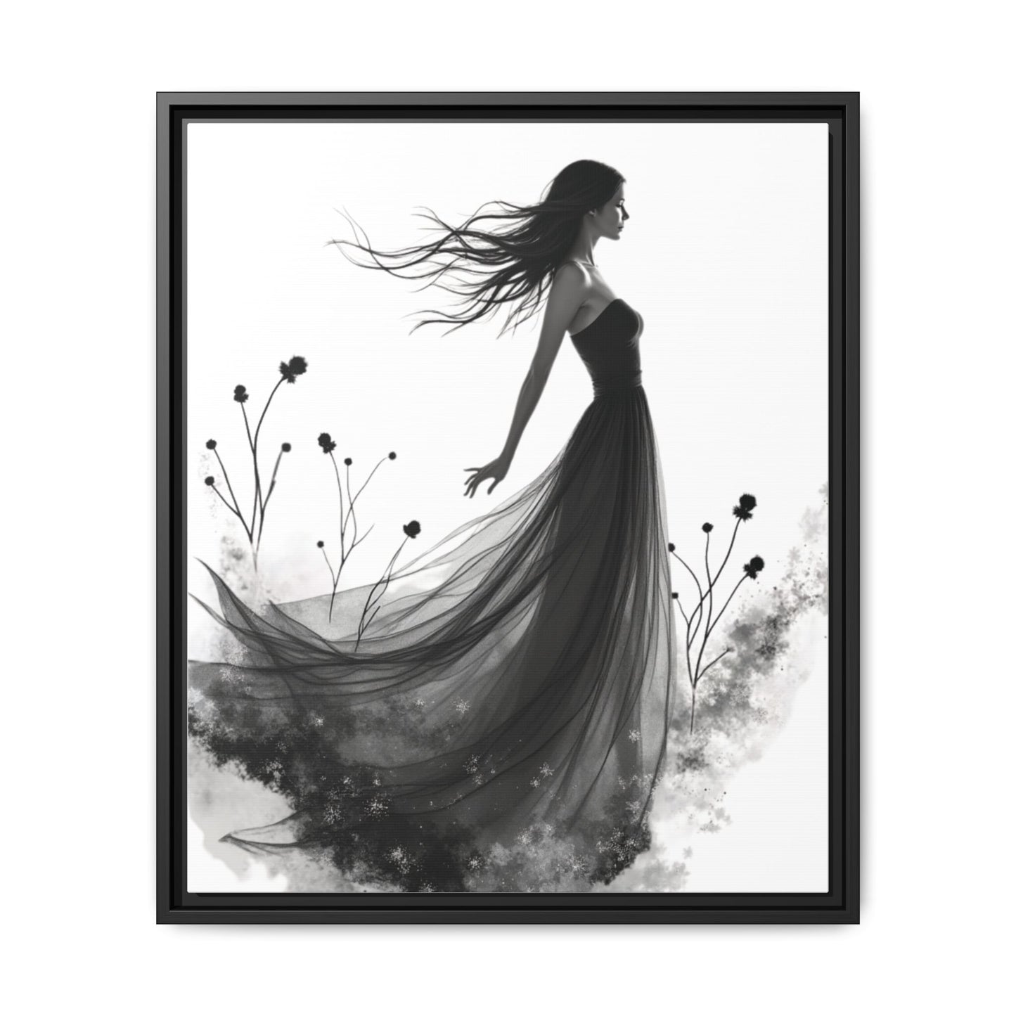 Canvas Print, Woman in Grass, Wall Art Decor, Female Portrait Picture, Nature Illustration