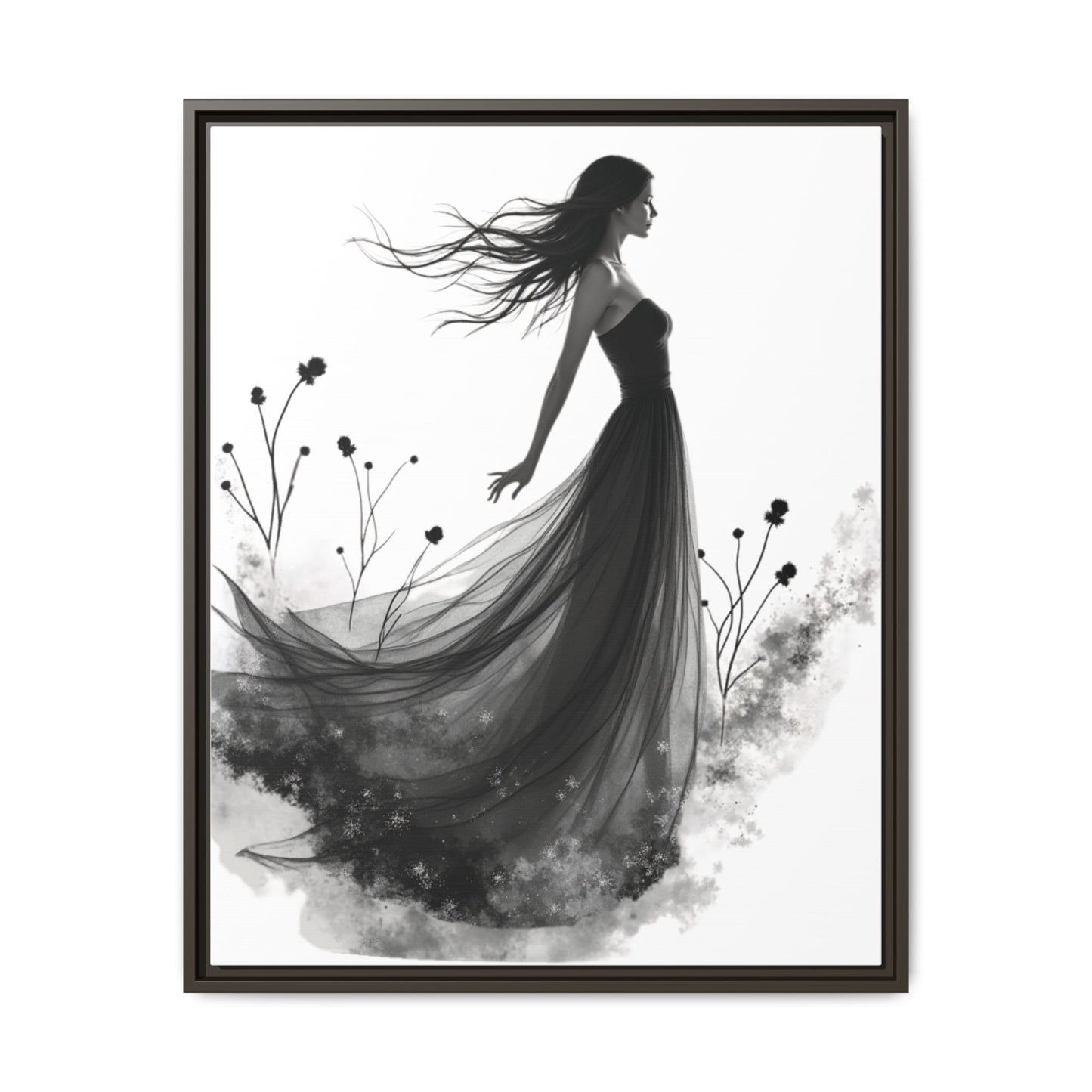 Canvas Print, Woman in Grass, Wall Art Decor, Female Portrait Picture, Nature Illustration