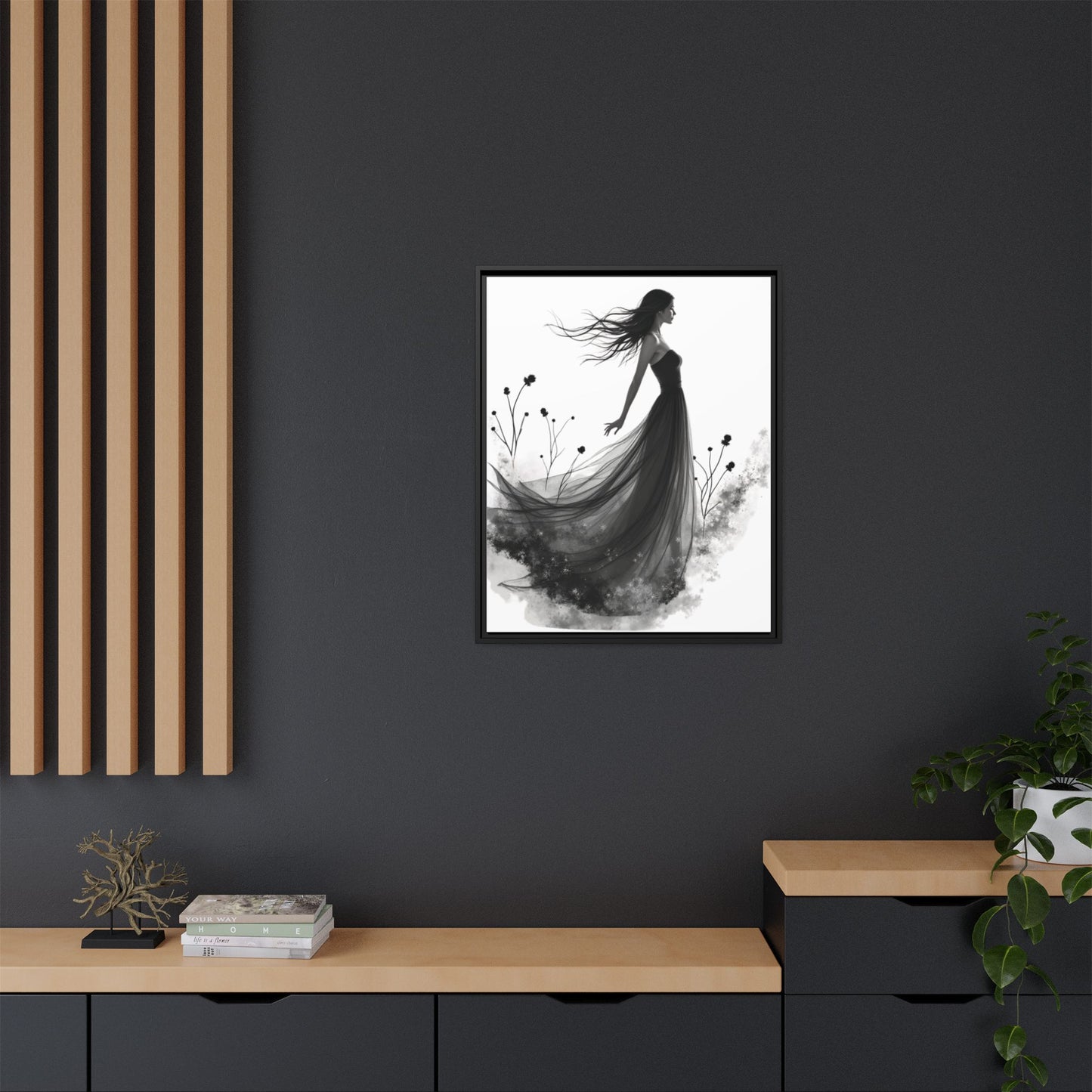 Canvas Print, Woman in Grass, Wall Art Decor, Female Portrait Picture, Nature Illustration