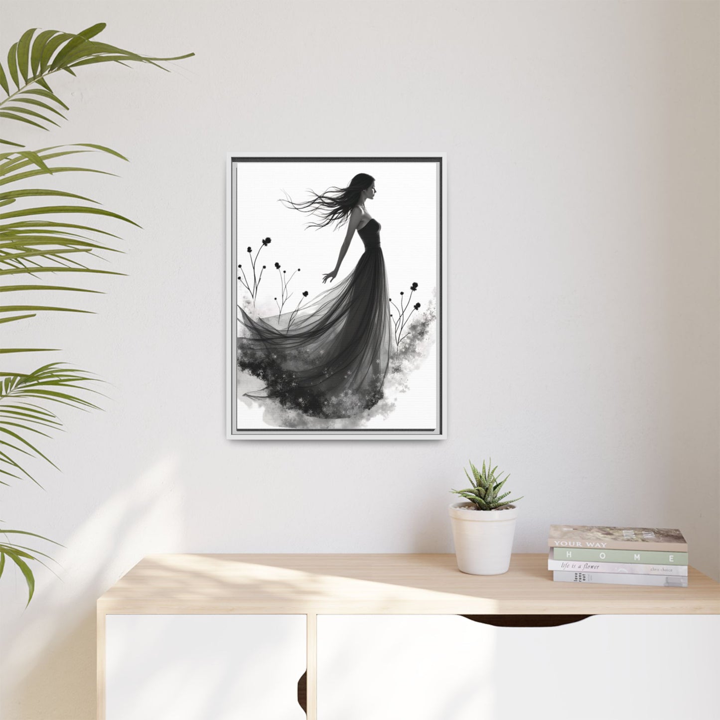 Canvas Print, Woman in Grass, Wall Art Decor, Female Portrait Picture, Nature Illustration