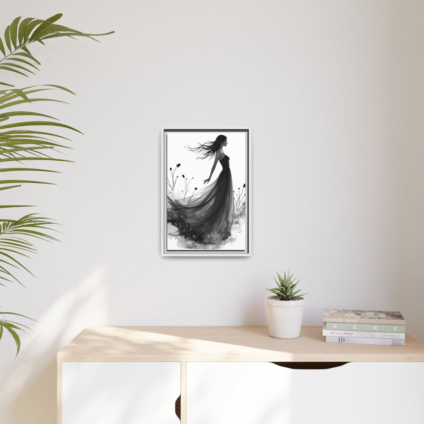 Canvas Print, Woman in Grass, Wall Art Decor, Female Portrait Picture, Nature Illustration