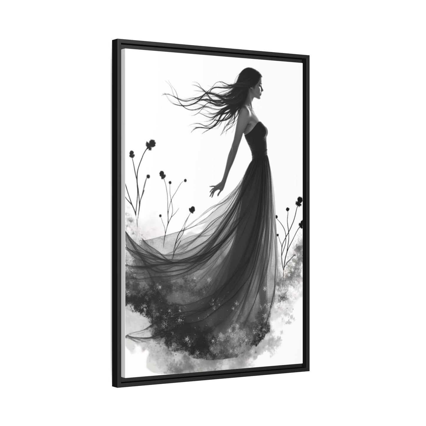 Canvas Print, Woman in Grass, Wall Art Decor, Female Portrait Picture, Nature Illustration