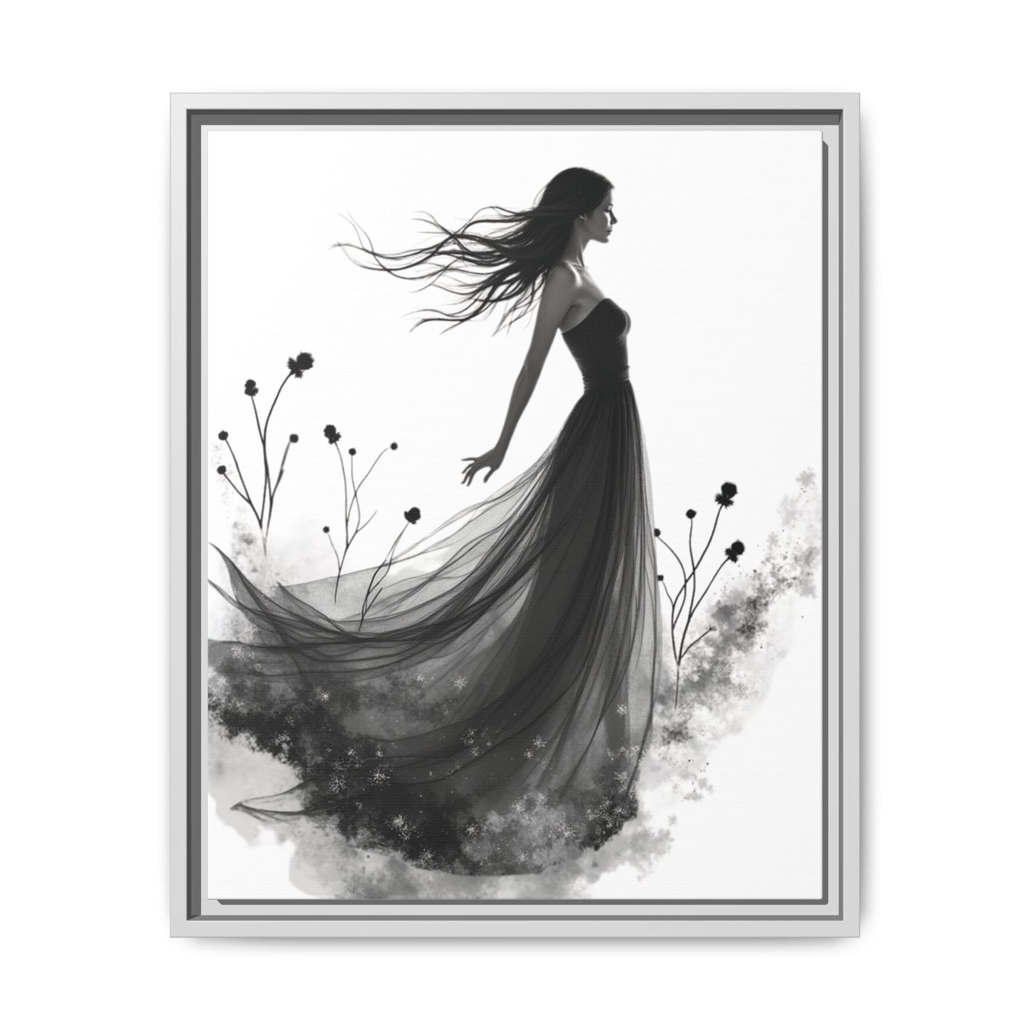 Canvas Print, Woman in Grass, Wall Art Decor, Female Portrait Picture, Nature Illustration