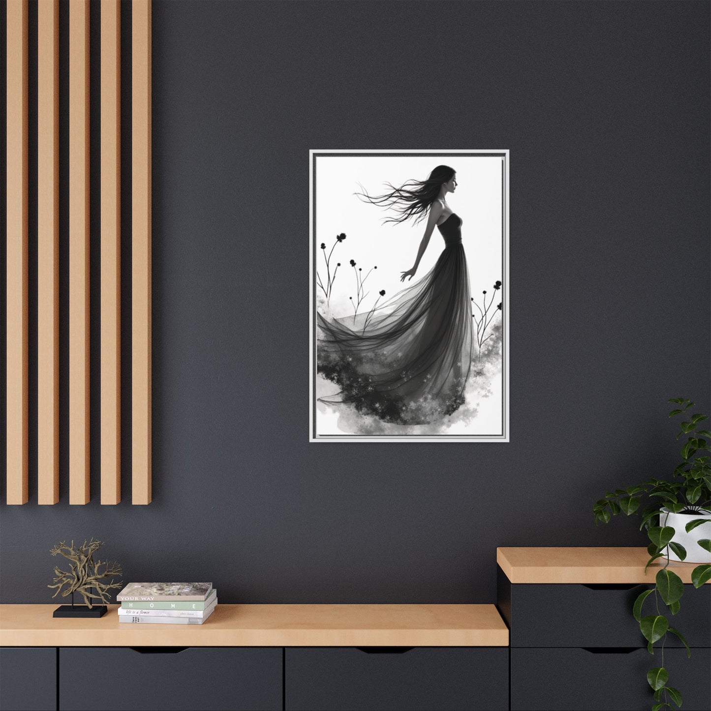 Canvas Print, Woman in Grass, Wall Art Decor, Female Portrait Picture, Nature Illustration