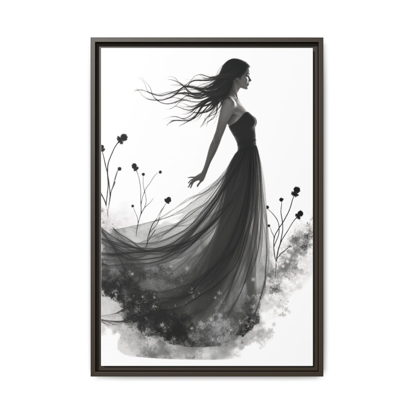 Canvas Print, Woman in Grass, Wall Art Decor, Female Portrait Picture, Nature Illustration