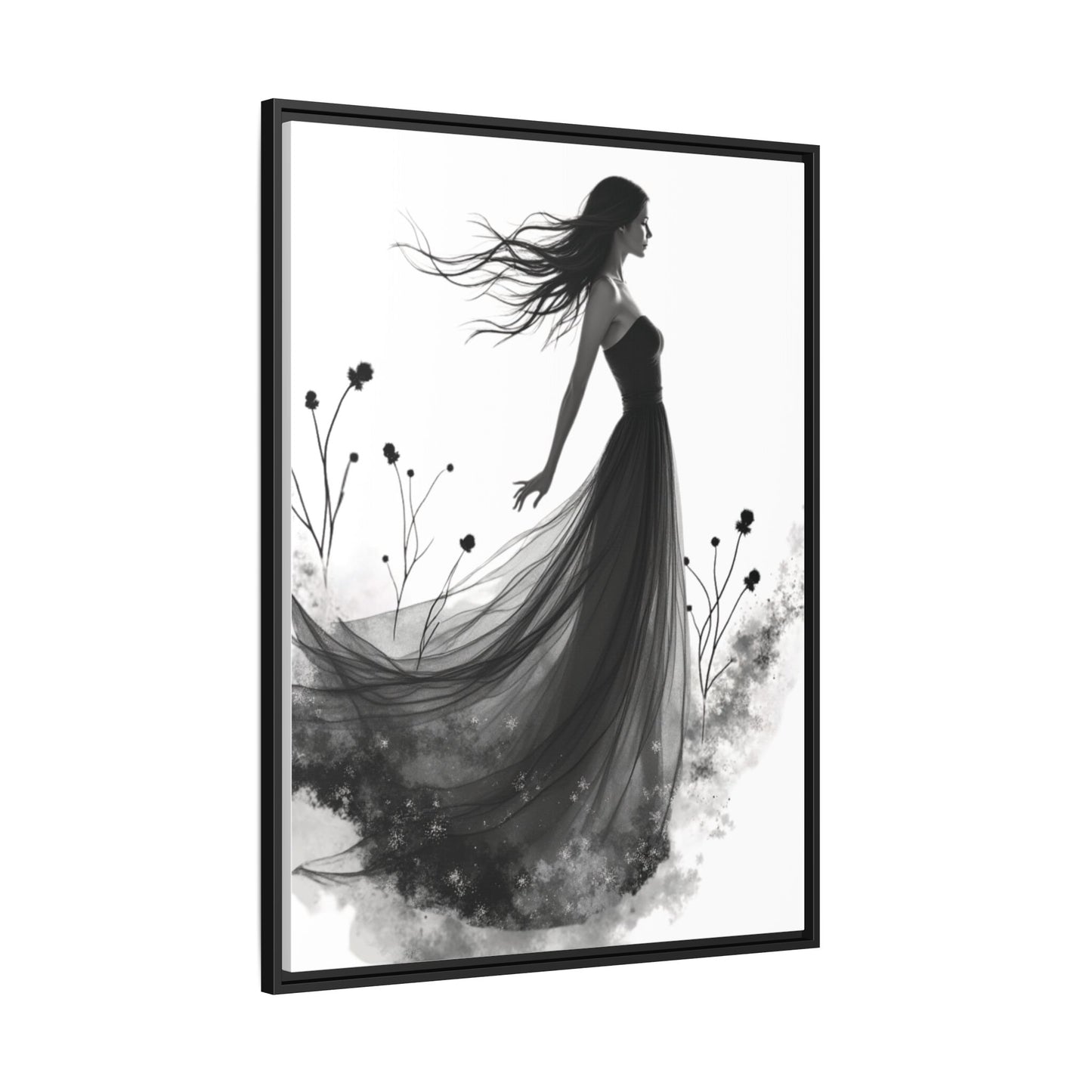 Canvas Print, Woman in Grass, Wall Art Decor, Female Portrait Picture, Nature Illustration
