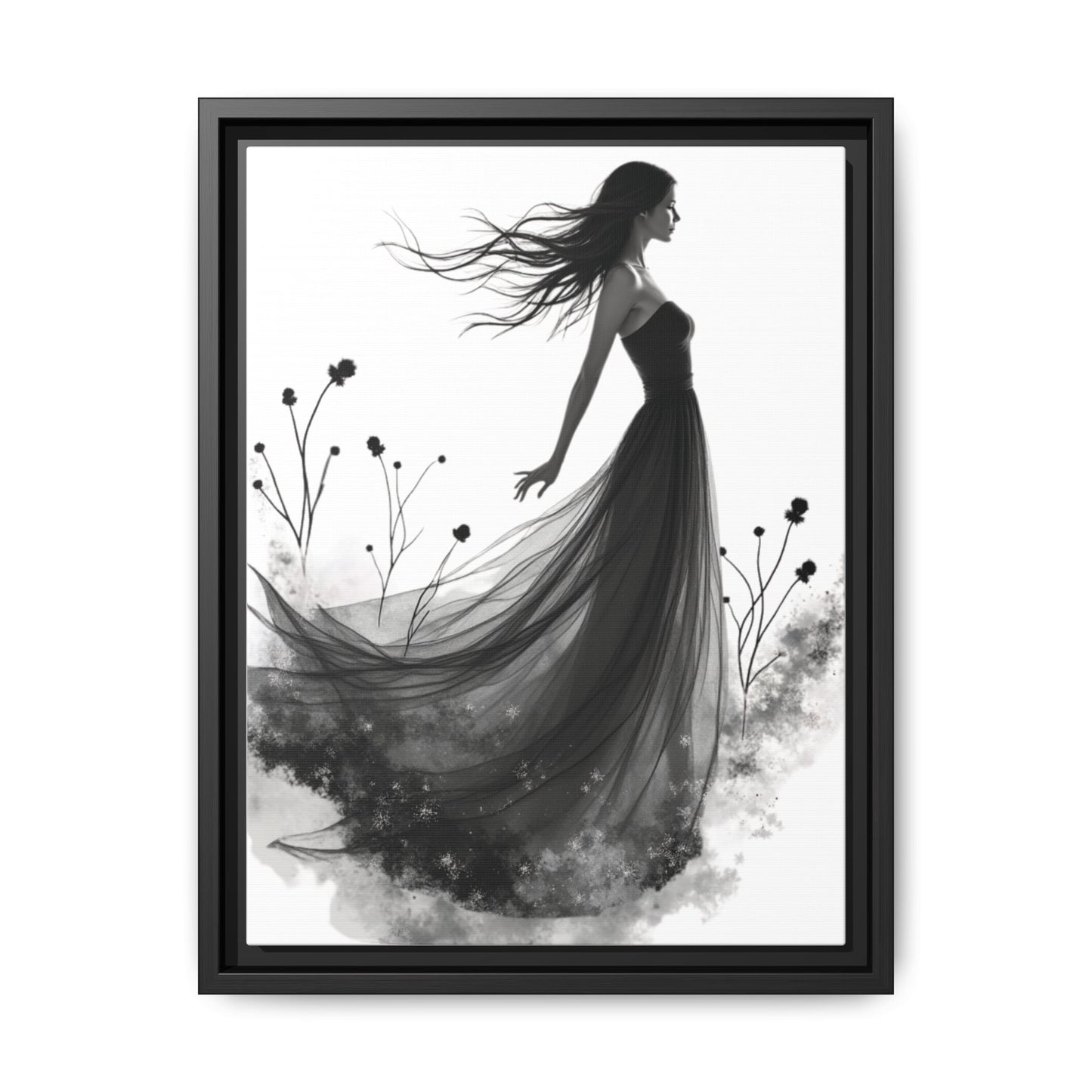 Canvas Print, Woman in Grass, Wall Art Decor, Female Portrait Picture, Nature Illustration