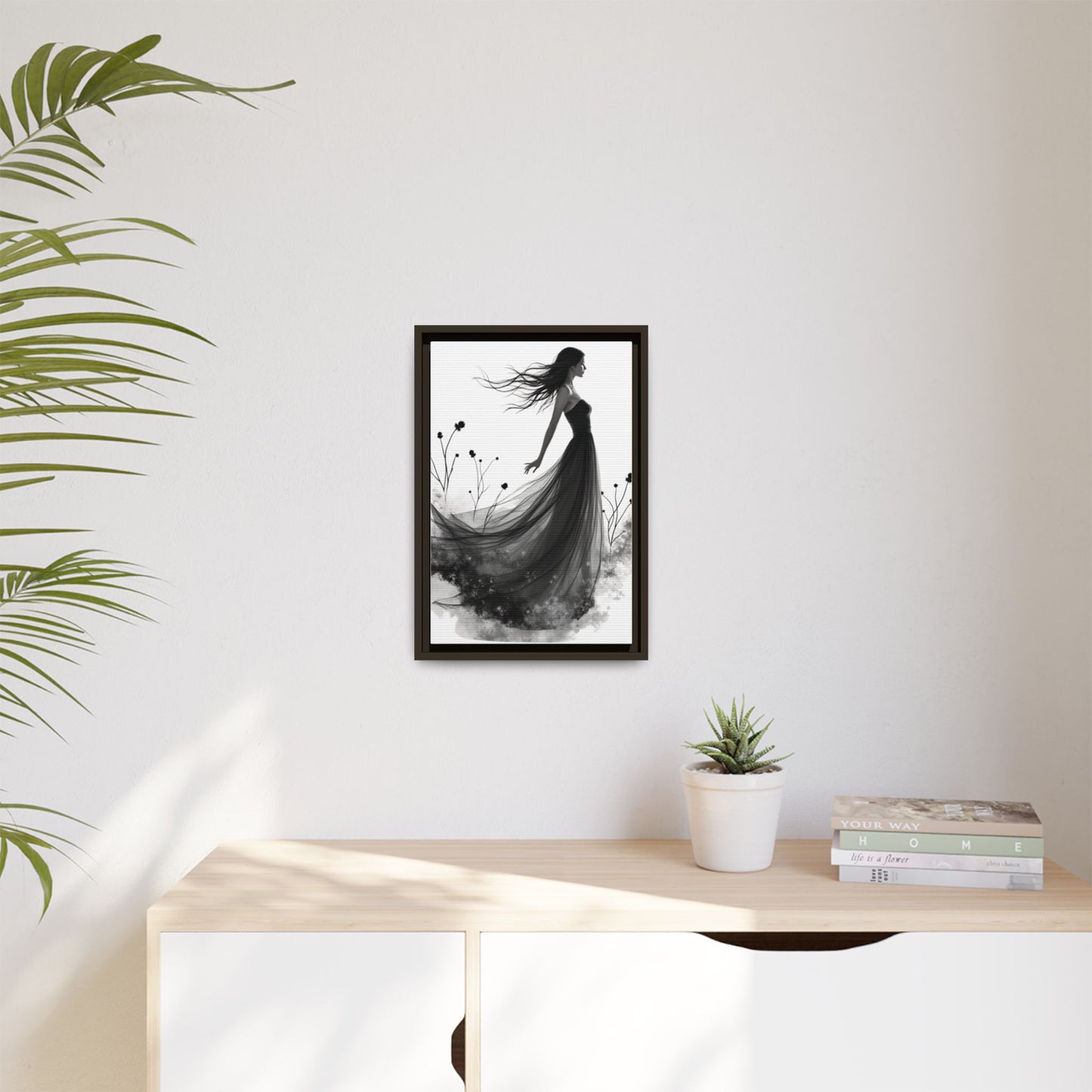 Canvas Print, Woman in Grass, Wall Art Decor, Female Portrait Picture, Nature Illustration