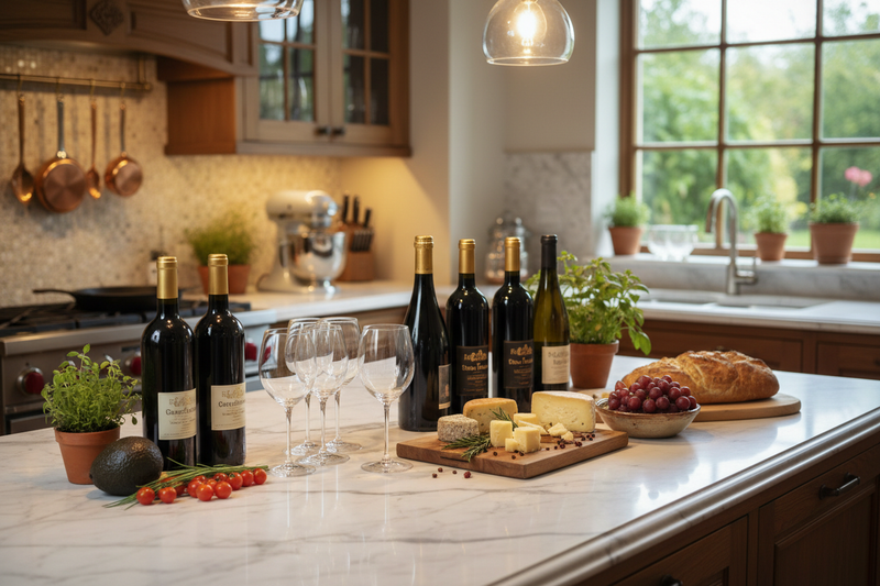 Elegant kitchen wine layout
