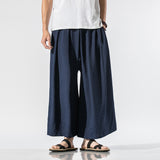 Linen Casual Cropped Trousers Straight Wide-leg