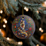 Stained Glass Cat Ornament resting on a white gift box | Iron Phoenix GHG Customs