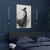 Elegant Satin Wall Art Poster, Black and White Art Print, Home Decor, Gifts for Her, Wedding Decor, Floral Artwork