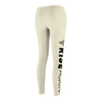 Women's Casual Leggings — Side Script Graphic, Neutral Beige