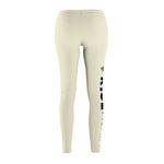 Women's Casual Leggings — Side Script Graphic, Neutral Beige