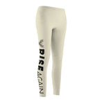 Women's Casual Leggings — Side Script Graphic, Neutral Beige