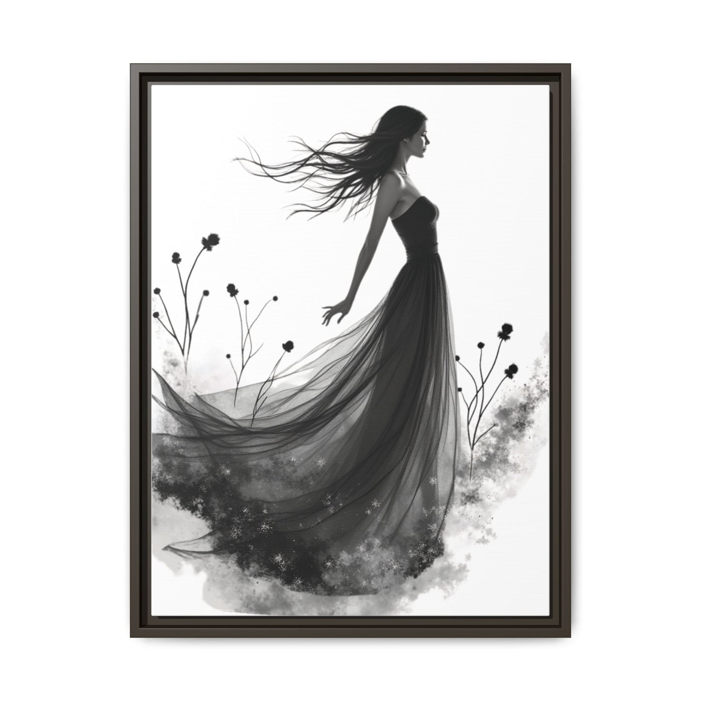 Canvas Print, Woman in Grass, Wall Art Decor, Female Portrait Picture, Nature Illustration