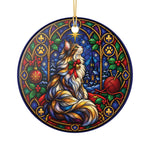 Stained Glass Cat Ornament - View of the double-sided matte print | Iron Phoenix GHG Customs