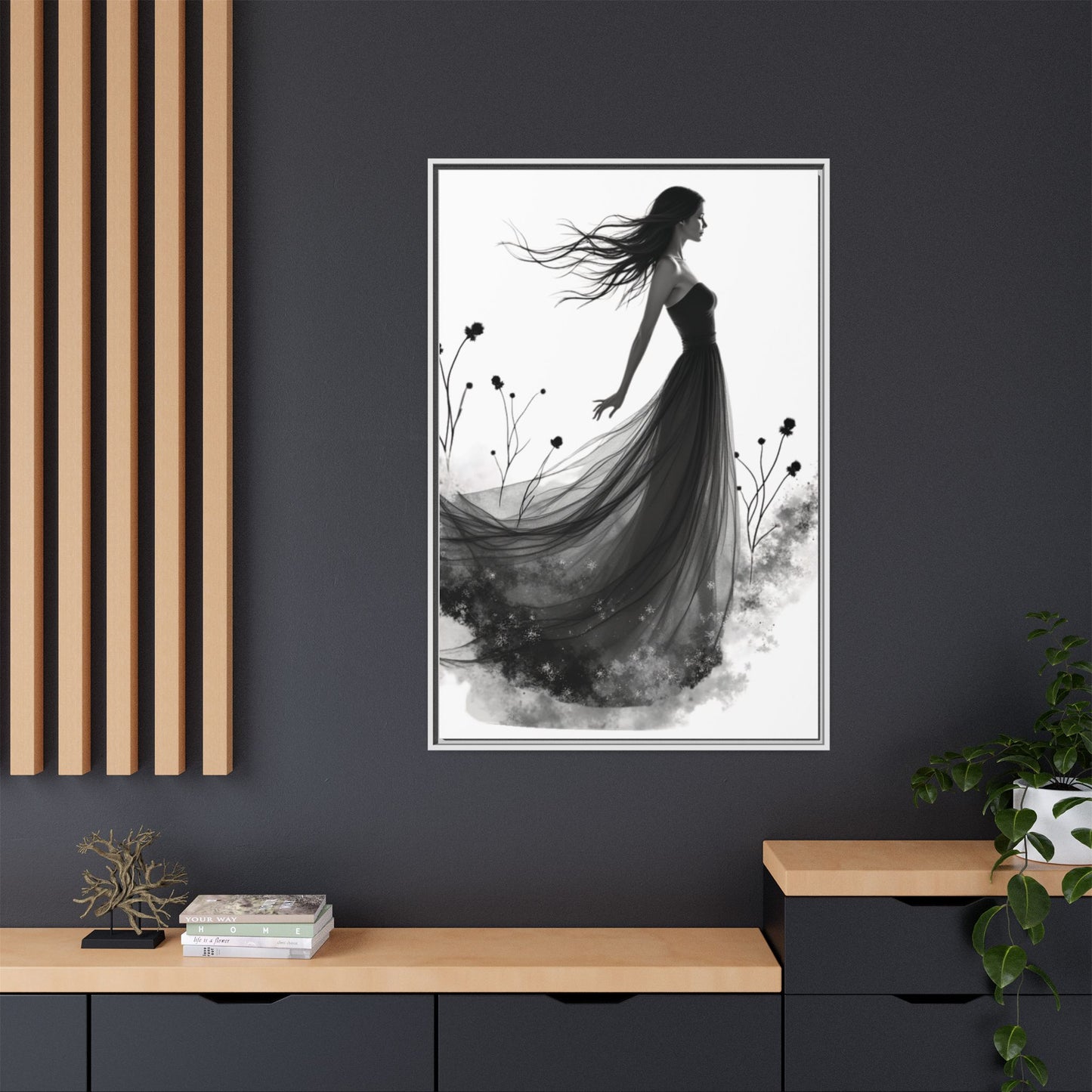 Canvas Print, Woman in Grass, Wall Art Decor, Female Portrait Picture, Nature Illustration
