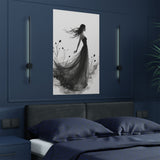 Elegant Satin Wall Art Poster, Black and White Art Print, Home Decor, Gifts for Her, Wedding Decor, Floral Artwork