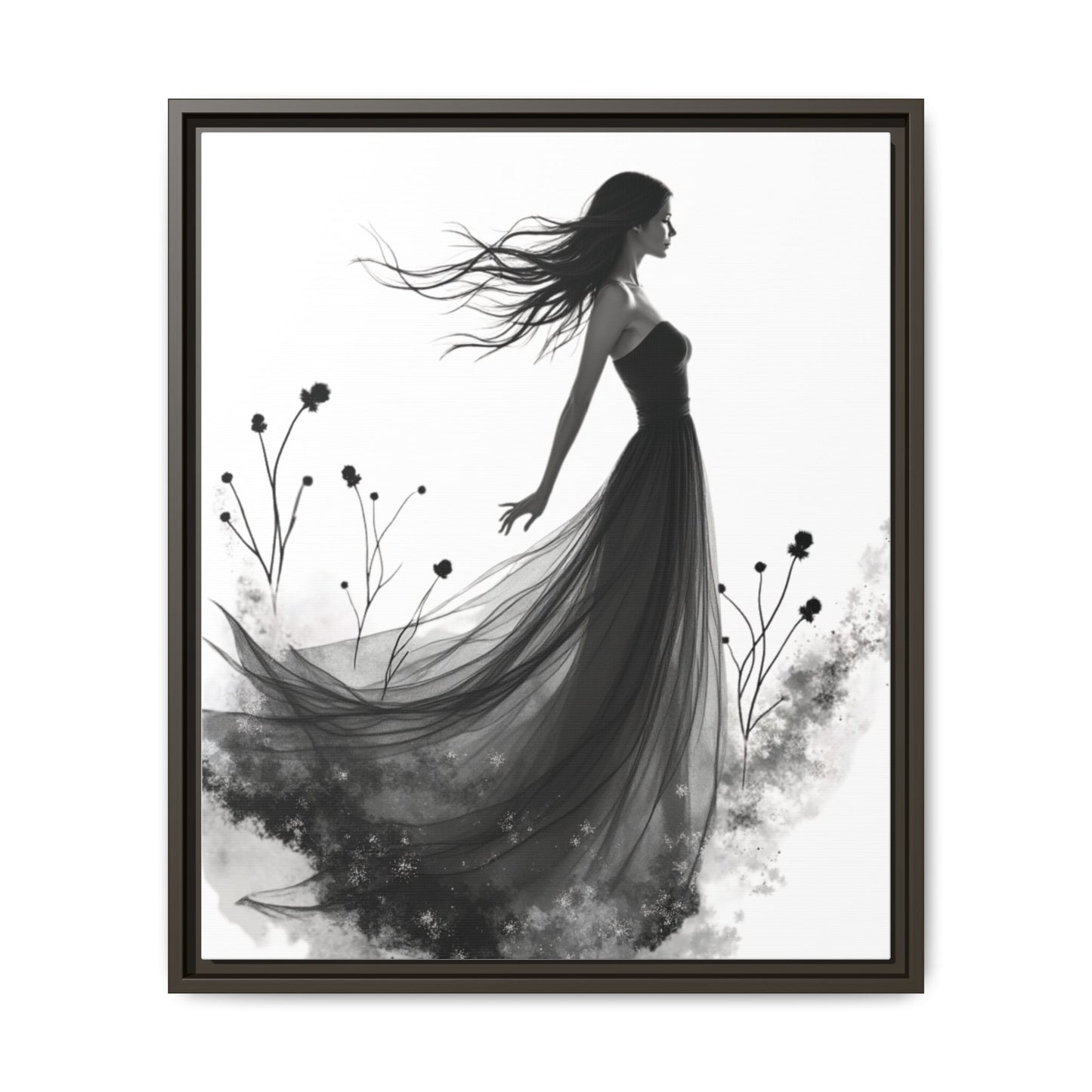 Canvas Print, Woman in Grass, Wall Art Decor, Female Portrait Picture, Nature Illustration