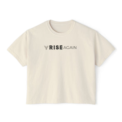 Rise Again Women's Boxy Tee — Minimal Inspirational Graphic Shirt