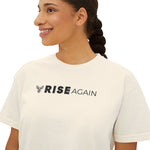 Rise Again Women's Boxy Tee — Minimal Inspirational Graphic Shirt