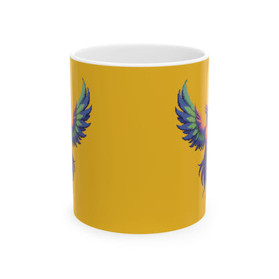 Vibrant Phoenix Ceramic Mug, Colorful Coffee Cup for Bird Lovers, Unique Gift for Birthdays, Home Decor, Art Lovers